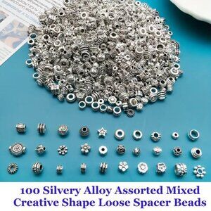 100 Silvery Alloy Assorted Mixed Spacer Beads
